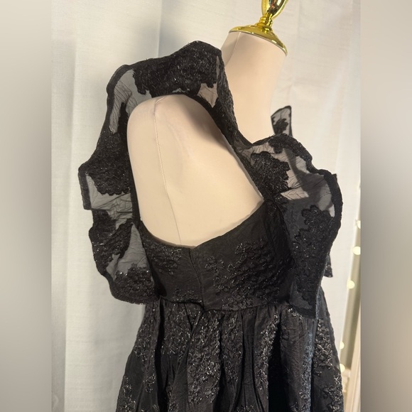 Black Babydoll Mini Dress with Square Neck - Picture 2 of 9